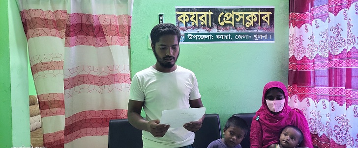 কয়রায় মুদী দোকানের চাবি আটক রাখায় ইউ,এন,ওর বিরুদ্ধে সংবাদ সম্মেলন