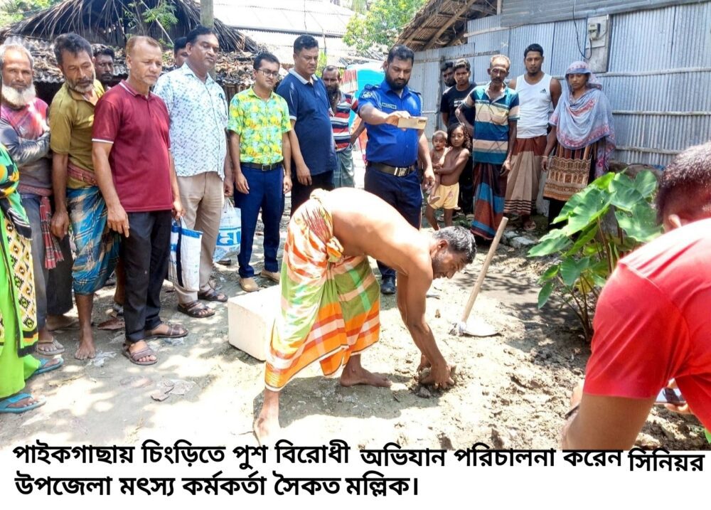 জরিমানা ১৫ হাজার টাকা                                                                                                                পাইকগাছায় চিংড়িতে পুশ বিরোধী অভিযান 