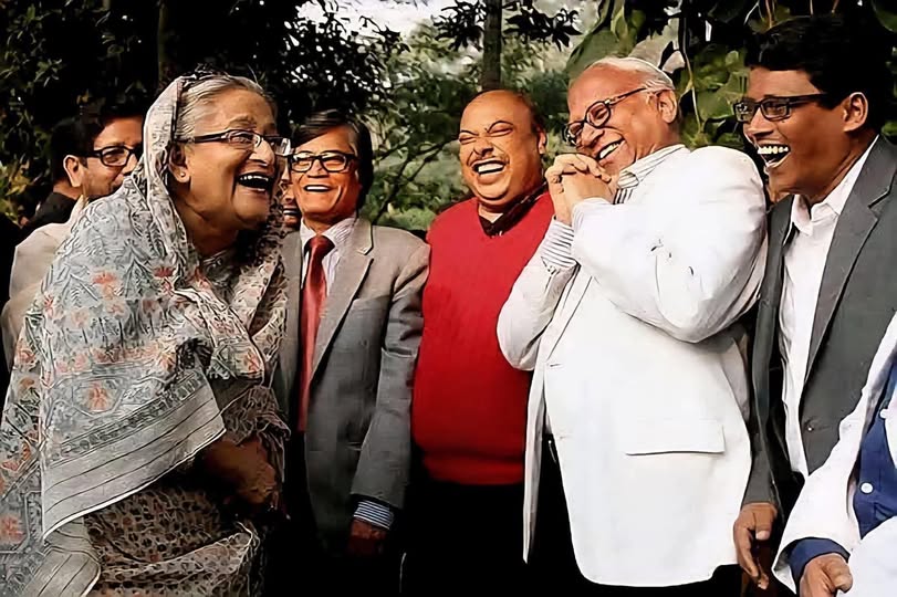 sheikh hasina with others laughing